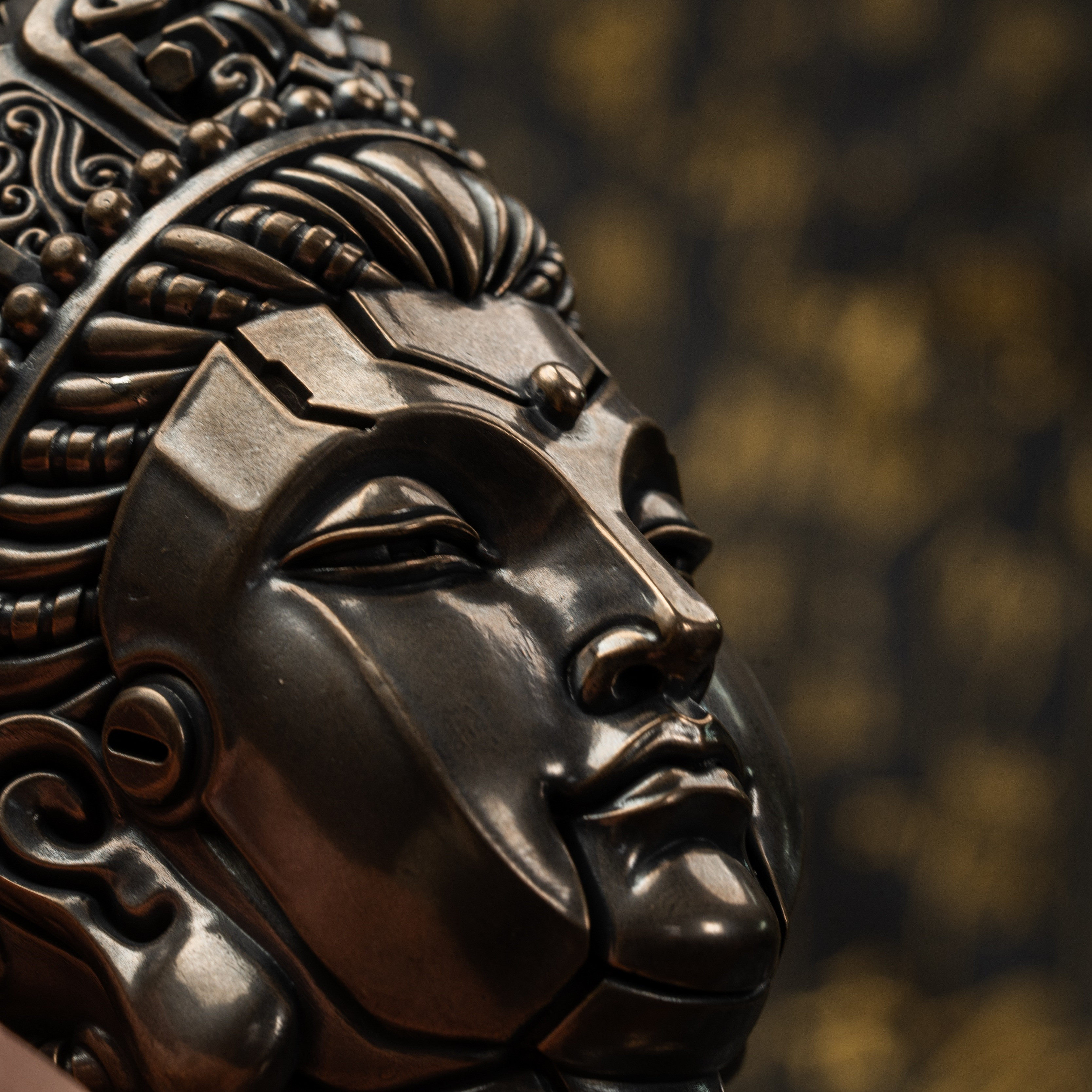 默物原创石洗做旧青铜佛头摆件