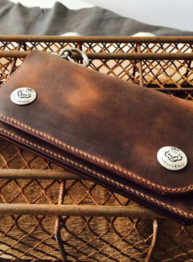 渡鸦&金造联名款欧美机车钱夹horween霍尔文重油蜡牛皮手工财布