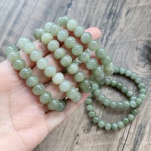 天然和田玉算盘珠女款单圈手链 黄口晴水色手串 每条不同随机发