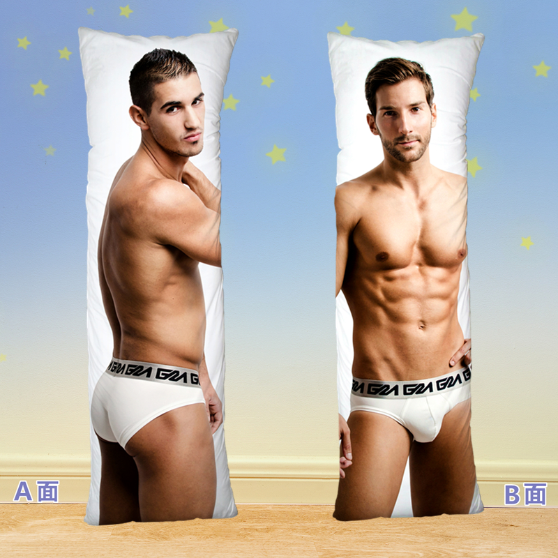 性感白色内裤腹肌等身抱枕