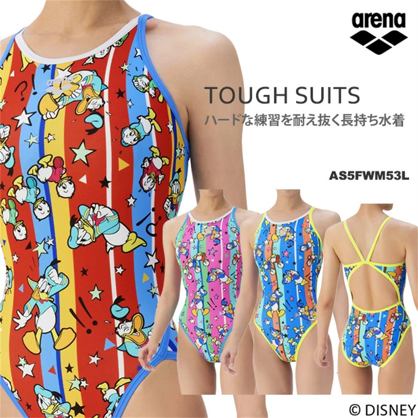 2025秋冬ARENA阿瑞娜女士连体泳衣迪士尼唐老鸭休闲练习日本代购