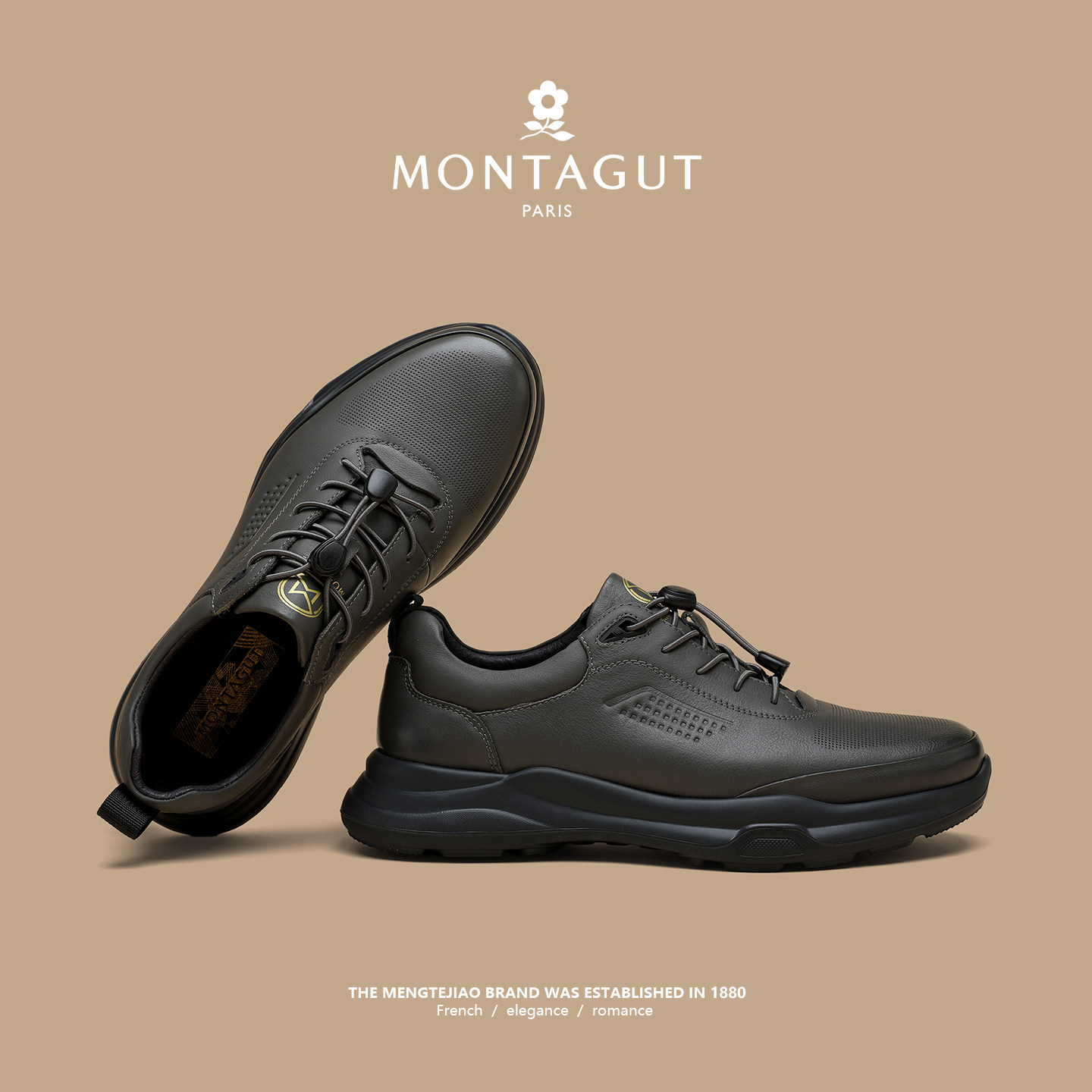 梦特娇头层牛皮男鞋春季2026新款软底休闲运动皮鞋上班耐脏工作鞋,流行男鞋,单鞋,淘宝优惠券,粉丝福利购,淘宝优惠卷