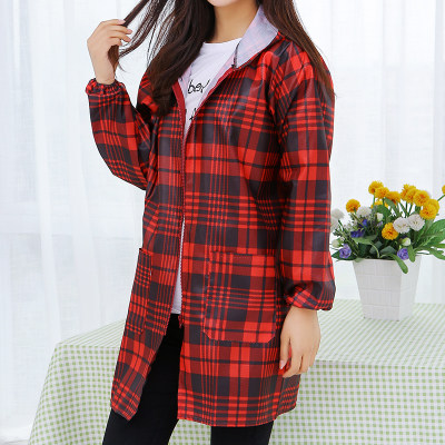 防水罩衣女羽绒服防护衣长款长袖围裙厨房防油烟女士罩衣工作服