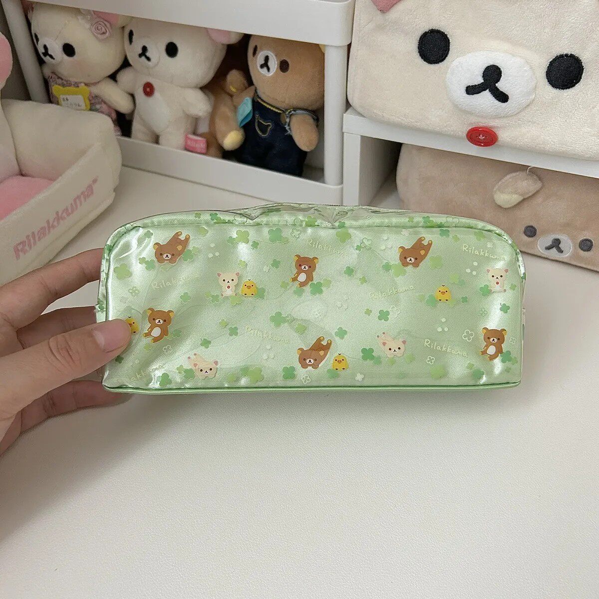 san-x轻松熊限定幸运四叶草笔袋可爱高颜值大容量文具收纳袋