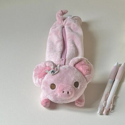 日系可爱san-x轻松熊piggy girl 粉红猪猪女孩公仔笔袋收纳文具袋