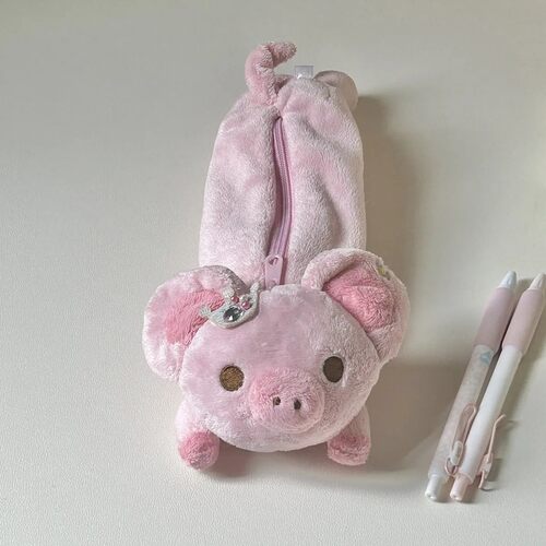 日系可爱san-x轻松熊piggy girl 粉红猪猪女孩公仔笔袋收纳文具袋