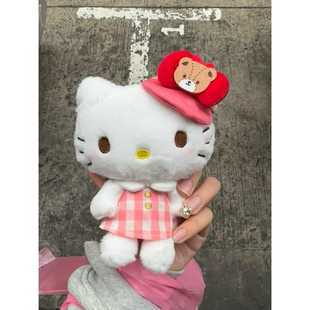 粉色格子裙哈喽kt包包挂件hellokitty书包背包小饰品系列礼物公仔