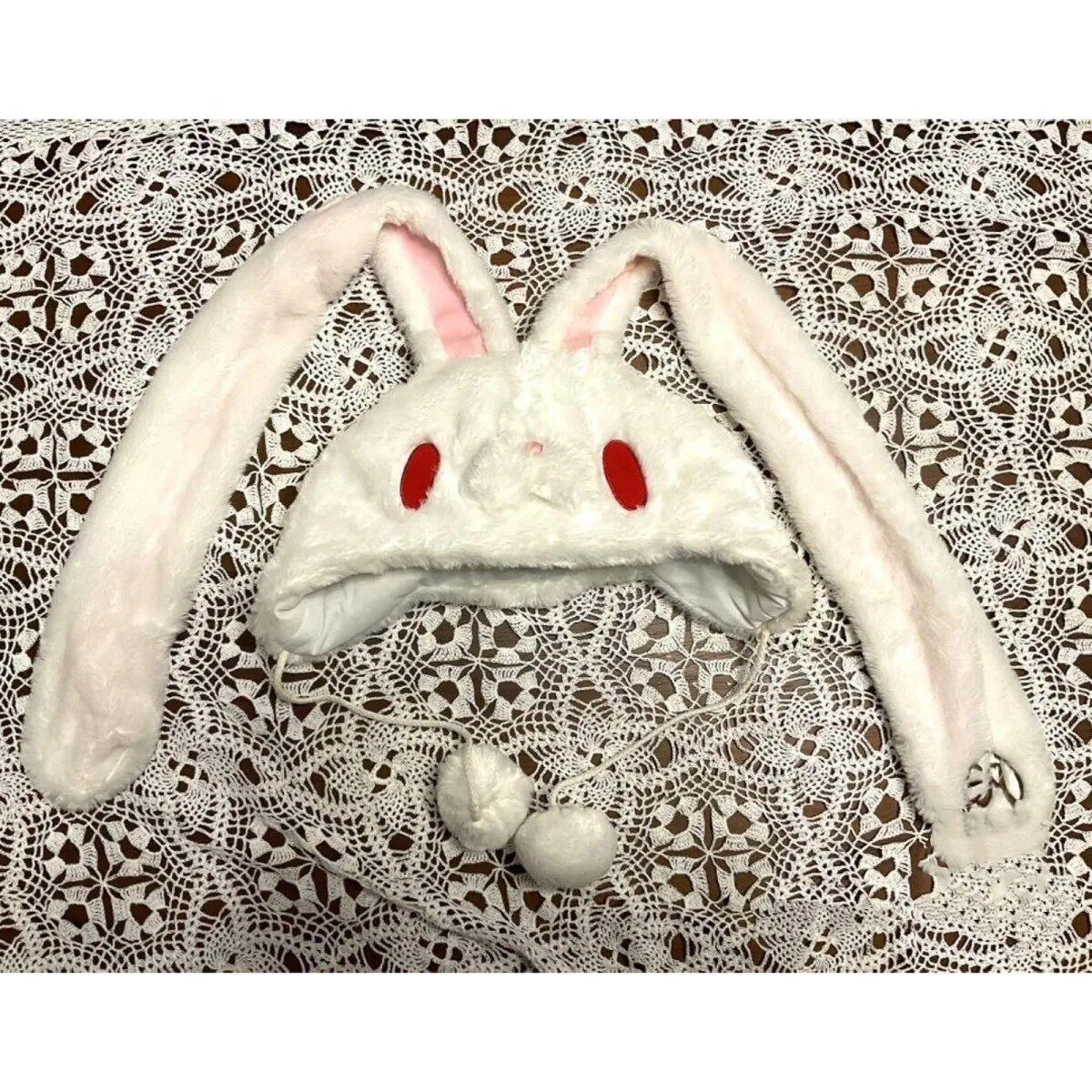 日系可爱 用兔中古稀有废土风可爱帽子头套帽子冬天可爱混搭帽子