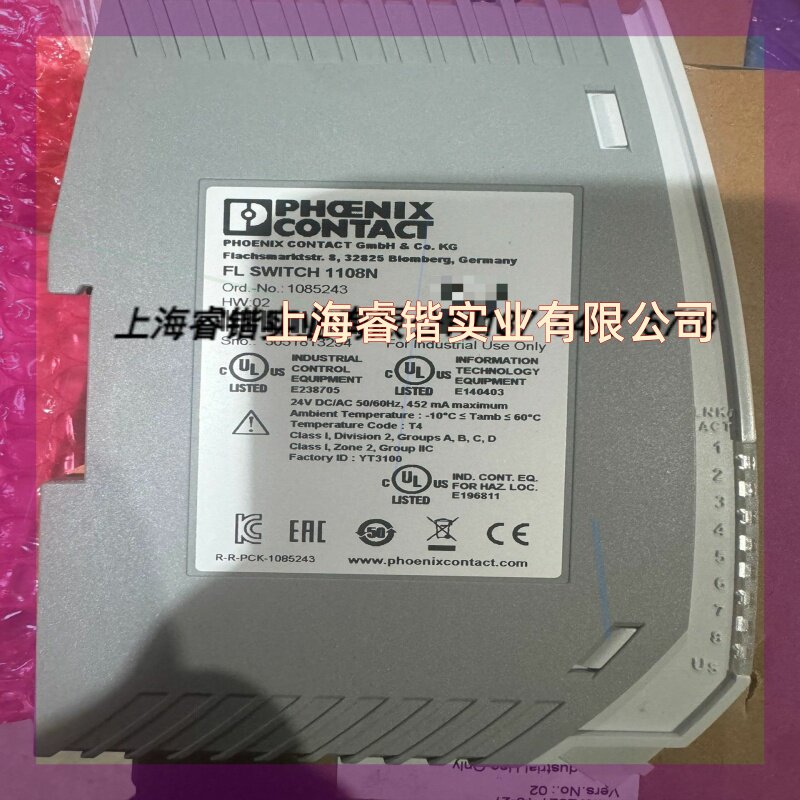 菲尼克斯超薄交换机,FL SWITCH 1108N订货号:1