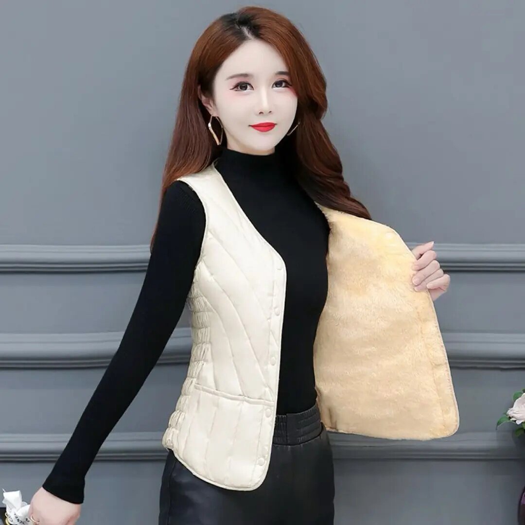 2025新款秋冬棉马甲女士百搭保暖加绒加厚背心短款轻薄中老年棉服