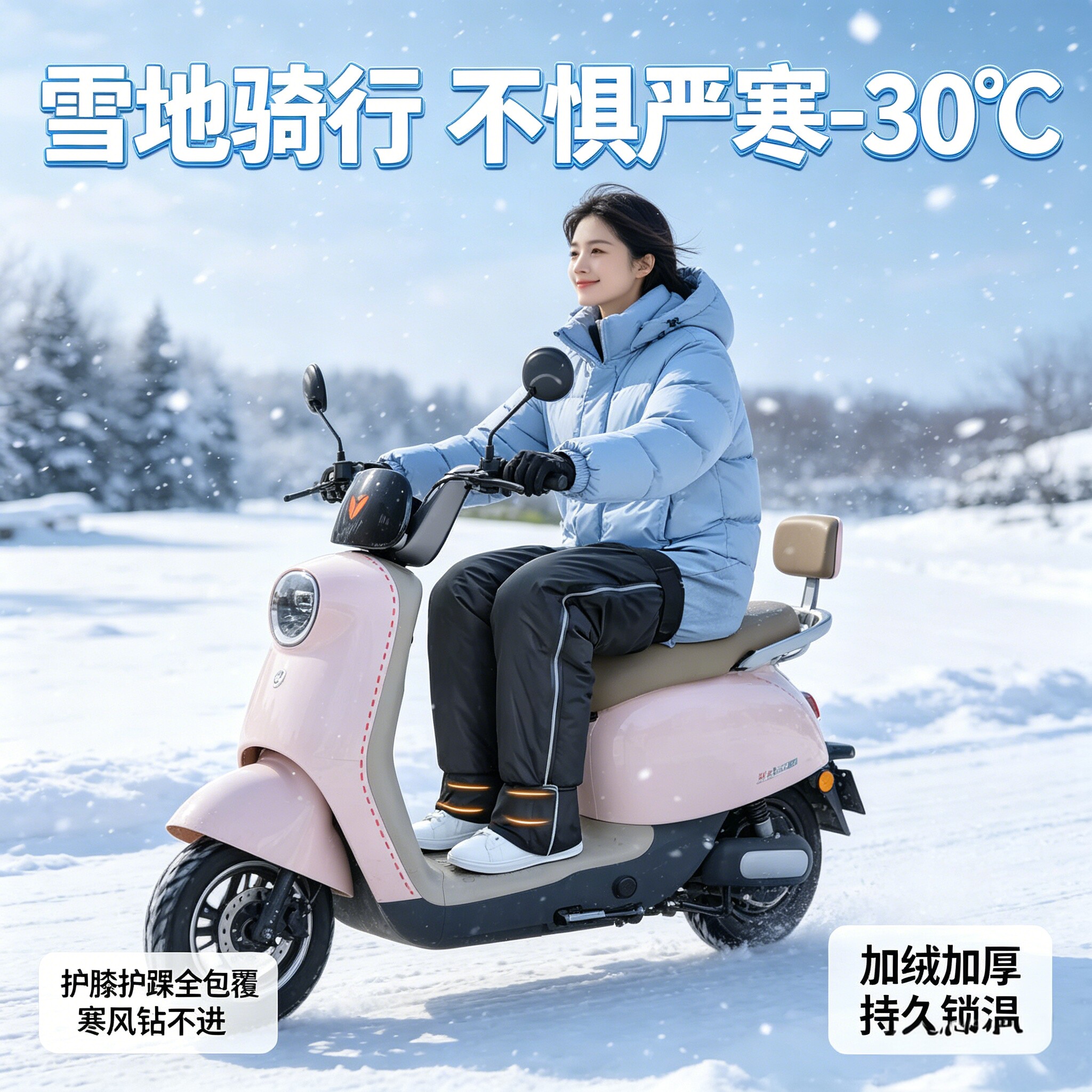 护膝电动车冬季保暖防风防寒护脚踝护腿加绒加厚防水骑行男女通用