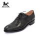 系带商务真皮男鞋 虎狼之狮高端定制固特异鸵鸟脚皮皮鞋 男