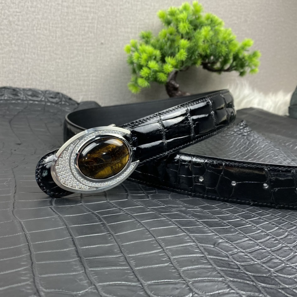 黑色鳄鱼皮男士商务休闲高档