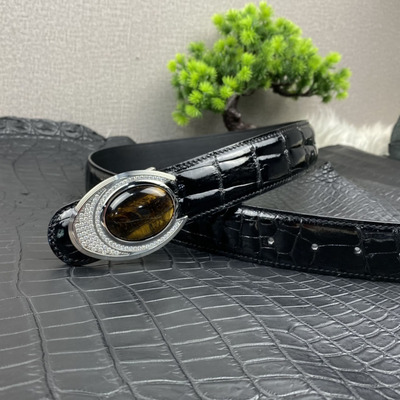 黑色鳄鱼皮男士商务休闲高档