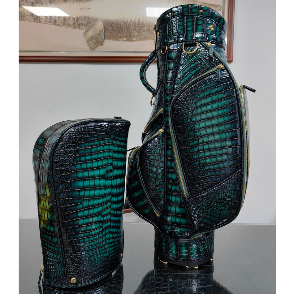 擦色尼罗鳄鳄鱼皮高尔夫球包男款高端职业专用高尔夫球袋golf bag