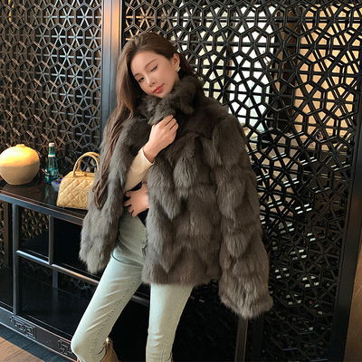 狐狸毛皮草外套立领显瘦毛毛大衣