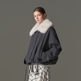 胎羊卷毛皮毛一体毛领90白鹅绒羽绒派克服 云肩轻语 GHJOD studio