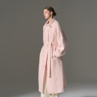 山羊绒&桑蚕丝羊毛拉绒中长款 GHJOD 软黄金 重磅 大衣女 studio