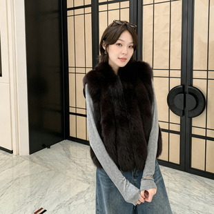 GHJOD studio进口狐狸毛马甲女立领轻奢皮草背心毛毛皮草外套海宁