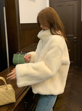 GHJOD studio 留洋千金 进口雷克斯獭兔毛时尚保暖年轻皮草外套女