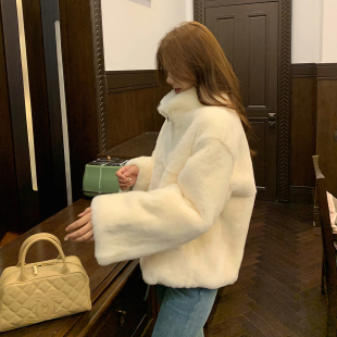 进口雷克斯獭兔毛时尚 留洋千金 保暖年轻皮草外套女 studio GHJOD