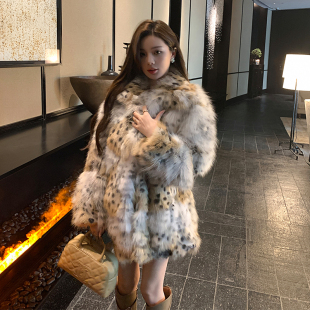 新款 米贝拉 素2025冬季 元 进口豹纹狐狸毛皮草外套女 野生豹纹