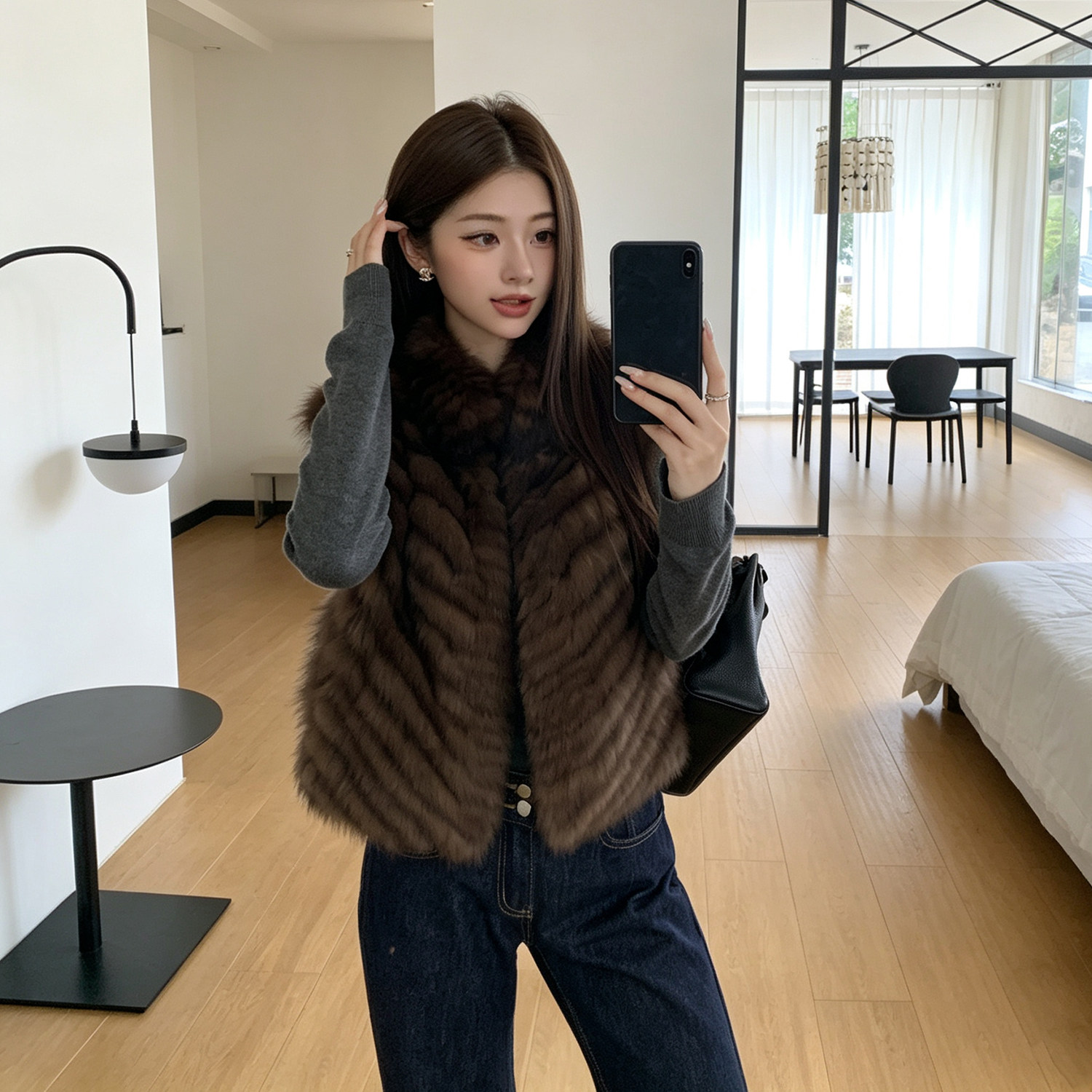 GHJOD studio 轻奢芬兰进口狐狸毛车条皮草外套女马甲秋冬背心图片