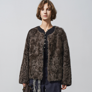 GHJOD studio 轻薄0压感奢暖老钱小湖羊天然卷皮毛一体皮草外套女