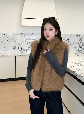 GHJOD studio 轻奢芬兰进口狐狸毛车条马甲秋冬背心皮草外套女