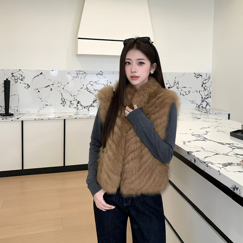 GHJOD studio 轻奢芬兰进口狐狸毛车条马甲秋冬背心皮草外套女