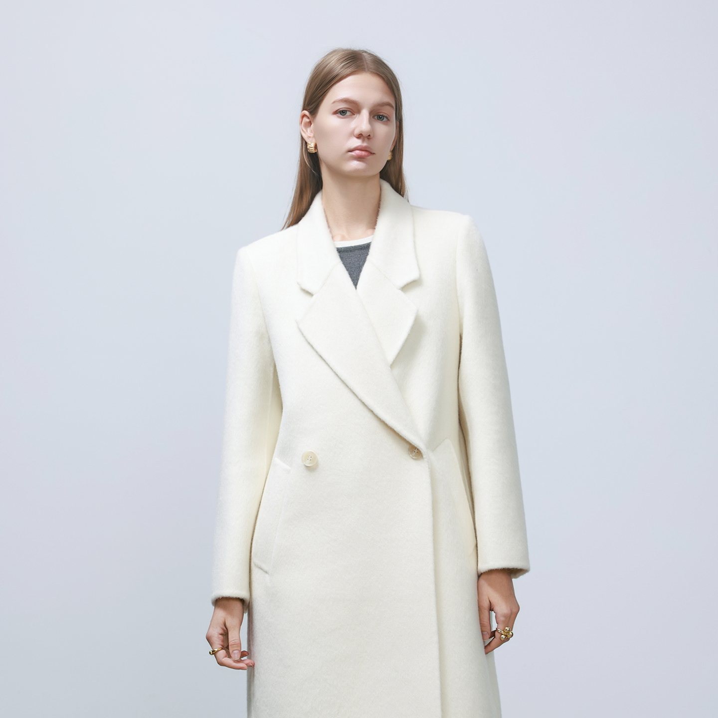 GHJOD长款西装领双面羊毛呢大衣