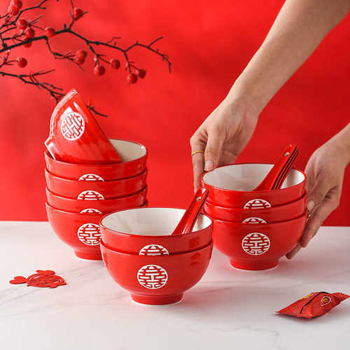 伴手礼喜碗结婚新人5英寸陶瓷碗