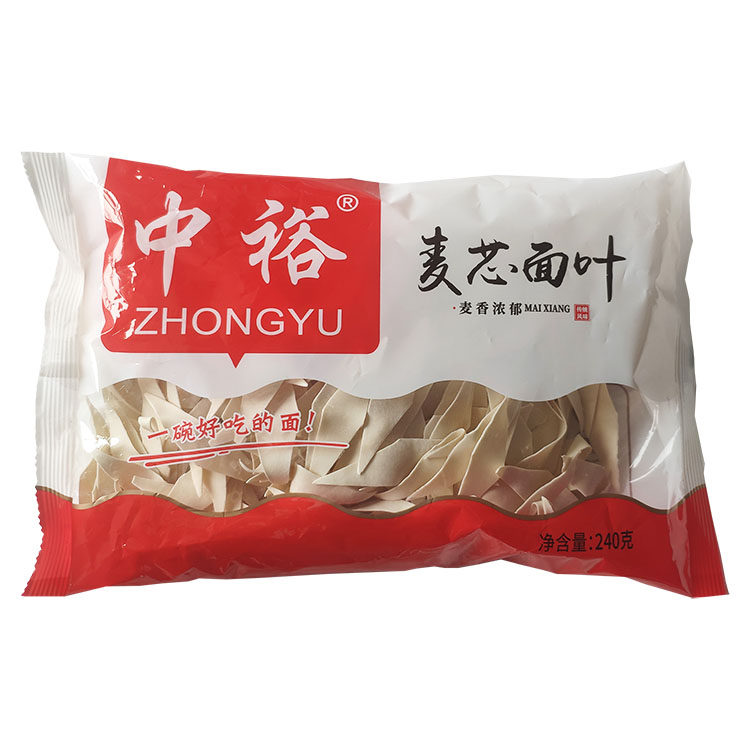 中裕麦芯面叶240g*2爽滑面叶子柳叶薄烩面片袋装速食挂面拌面宽面