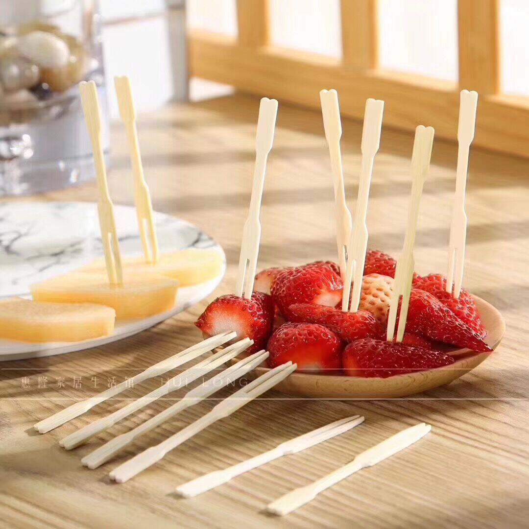 八千行楠竹天然水果签一次性竹水果叉/竹木水果叉竹制水果叉90支