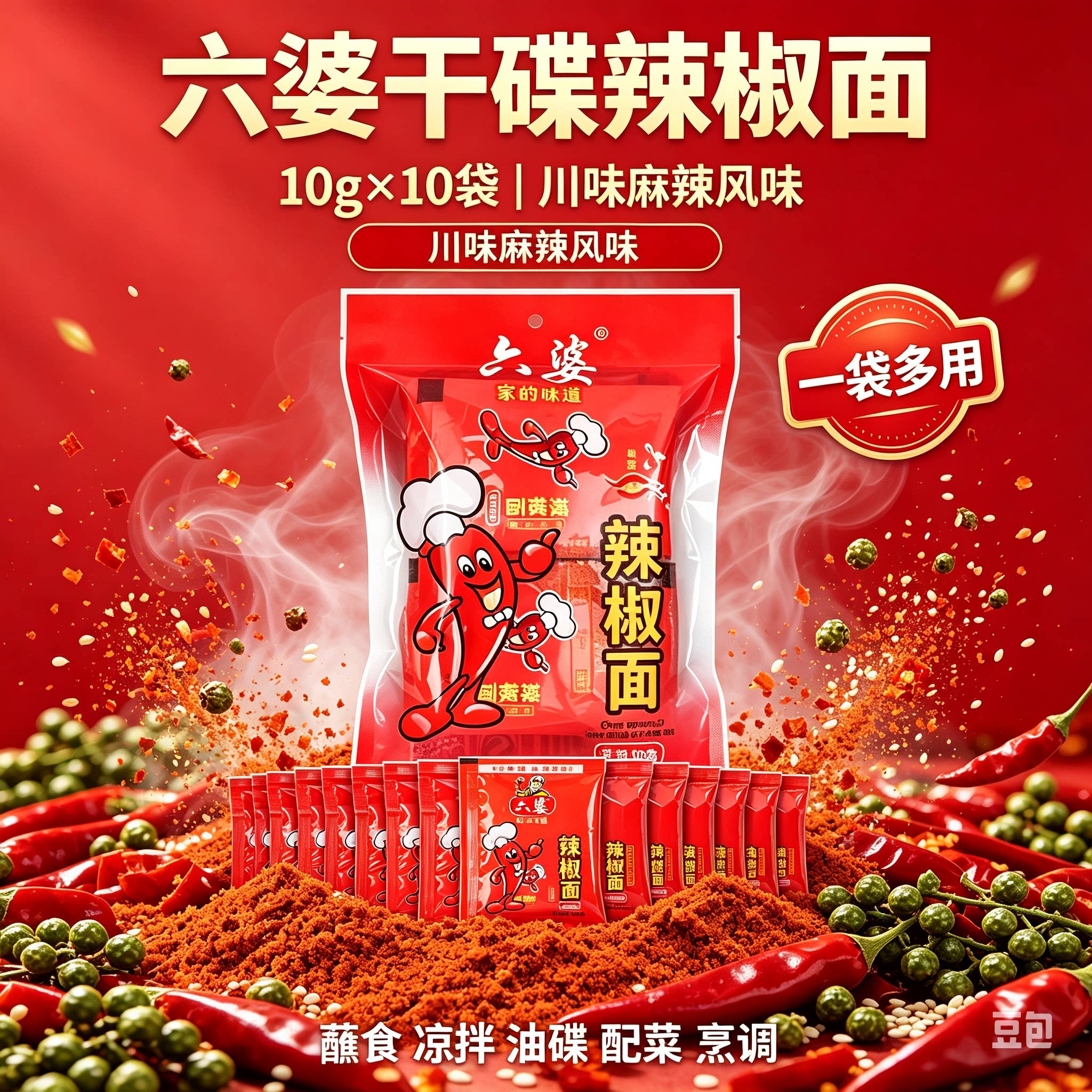 买3送1六婆辣椒面100g串串香蘸料