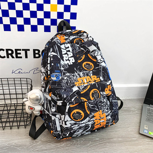 高中生双肩包男生潮酷个性涂鸦大学生书包女休闲简约百搭背包