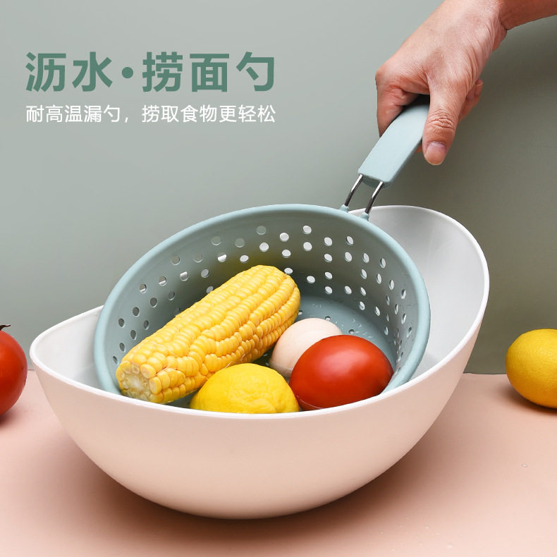 硅胶沥水捞面勺耐高温食品级多用途漏勺捞篱水果蔬菜沥水筛