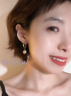 ins风小众贝母吊坠耳圈 复古粗圈可拆卸气质显瘦耳饰