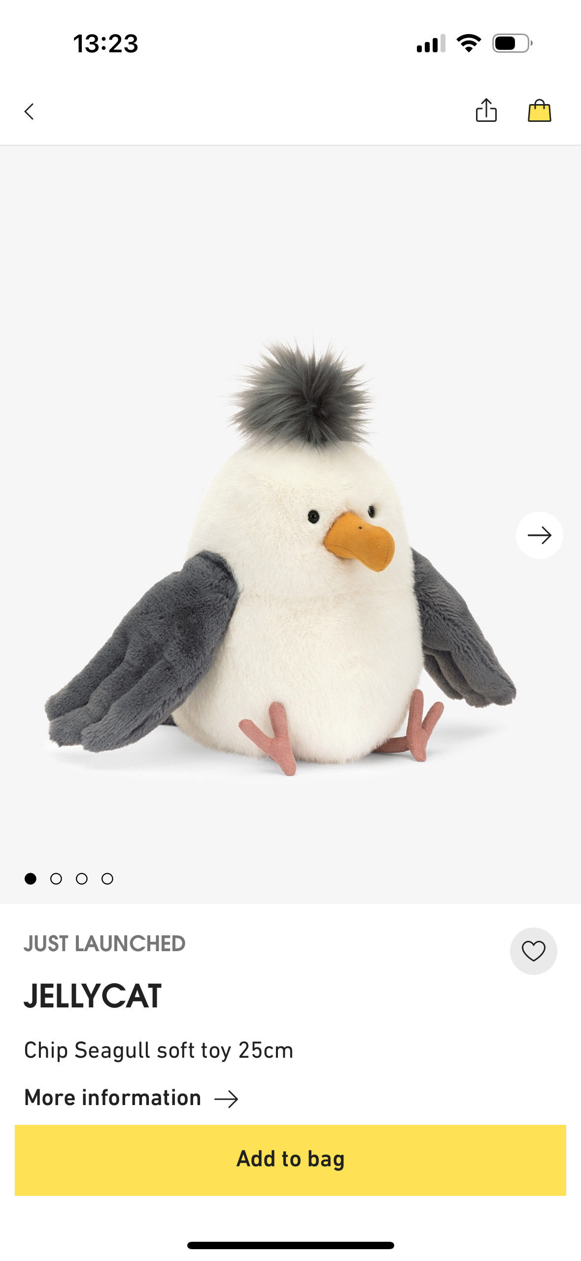 海淘现货｜JELLYCAT奇珀海鸥2024夏季新品柔软公仔毛绒玩具礼物