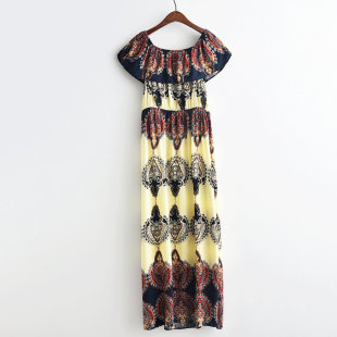 连衣裙 2020夏季 棉绸女装 长款 波西米亚妈妈长裙吊带裙 外贸单
