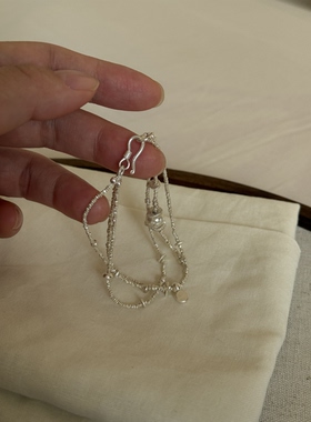 原创超精致超细990足银三层纯银手链泰国进口手工银精致叠带手镯