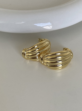 复古高级感 秋冬质感耳环耳圈 质感小众设计 无痛无耳洞耳夹女