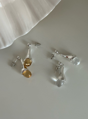 推荐 夏日冰凉感 高级小众小水滴设计耳环 无痛无耳洞耳夹女