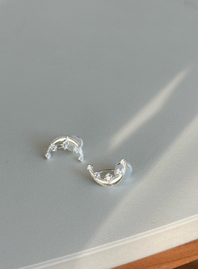 月亮锆石 简约质感 小巧精致耳环耳针 百搭无痛无耳洞耳夹女