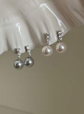 经典款 锆石白色灰色珍珠 进口防珍珠百搭通勤款 无痛无耳洞耳夹