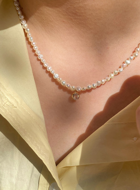 天然淡水巴洛克珍珠项链14K包金