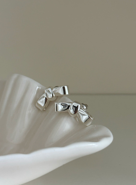 小众高级可爱 简约精致立体蝴蝶结耳环耳饰 无痛无耳洞耳夹女