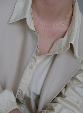 若隐若现 美国14K包金超细蛇骨链项链锁骨链 叠戴百搭不掉色精致