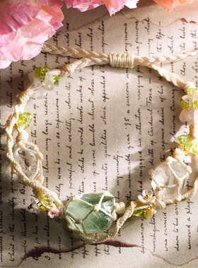 天然水晶原石手链macrame编绳手链水晶石头原石手链简约风手串