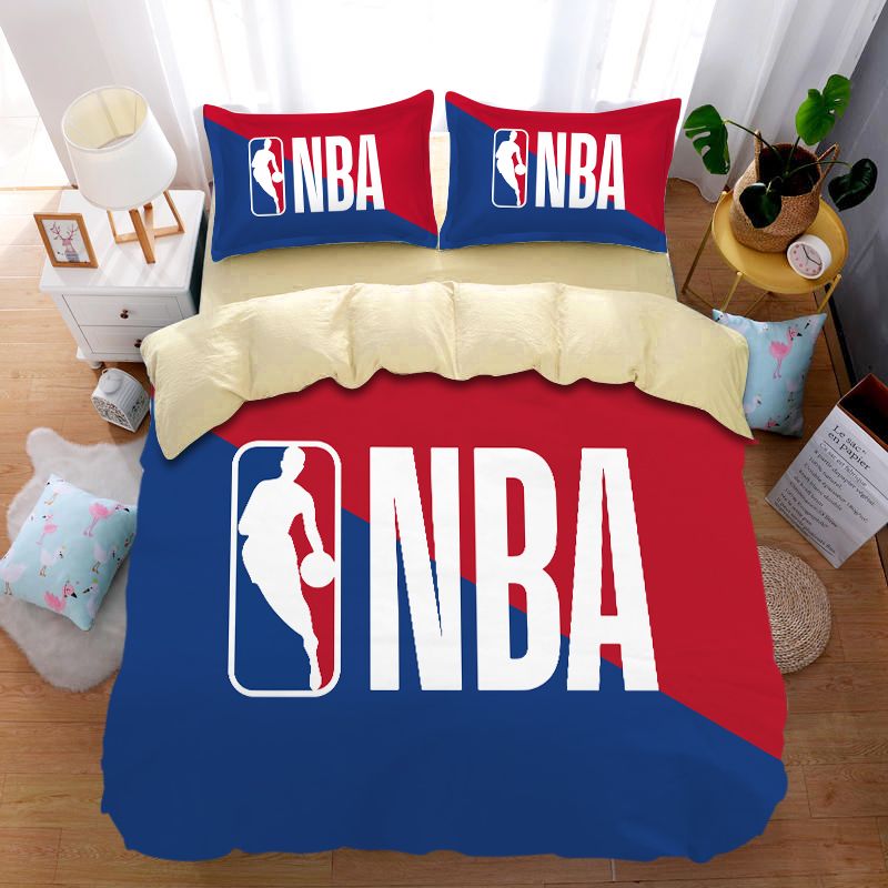 2024卡通儿童NBA全棉四件套学生宿舍单人纯棉篮球被套被单男孩三